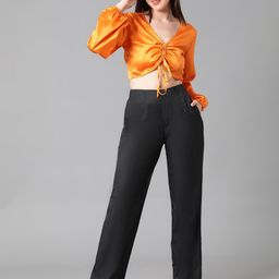 Stylecast X Kotty Women V-Neck Tie-Ups Cotton Fitted Crop Top-picture-17