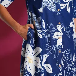 KALINI Floral Printed Mandarin Collar A-line Kurta With Palazzos image 3