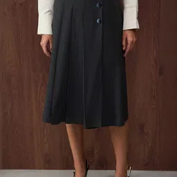 Trendyol Women Solid Pleated Flared Midi Skirt-image-43