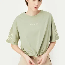 max Women Solid Round Neck Cotton T-shirt image 1
