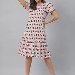 THREAD BOX Print Puff Sleeve A-Line Dress-picture-11