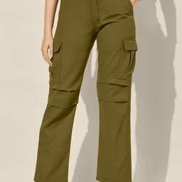 CORSICA Women Relaxed Relaxed Fit High-Rise Cargos Trousers-image-11