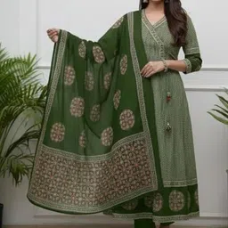 ejoty fashion Women Ethnic Motifs Printed Angrakha Kurta with Trousers & With Dupatta-picture-36