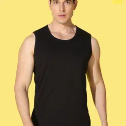 WOOSTRO Pack Of 2 Printed Super Combed Cotton Gym Vests VWS26(HARD YELLOW)(PLAIN BLACK)-picture-29