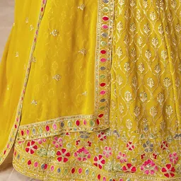 ETHNIC PLUS Women Embroidered Sequinned Semi-Stitched Lehenga & Blouse With Dupatta image 4