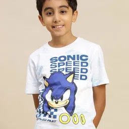 Kids Ville Boys Sonic The Hedgehog Graphic Printed Round Neck Cotton T-shirt-picture-2