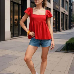 don't be basic Flutter Sleeve Georgette Top image 5