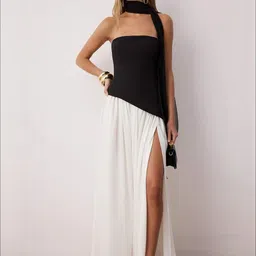 Trendyol Women Colourblocked Scarf Neck Maxi Dress-picture-29