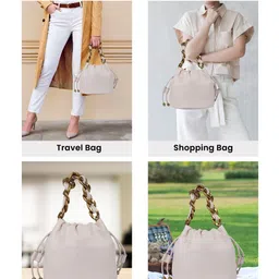 MINI WESST Women Solid Structured Handheld Bag image 5