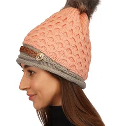 iSWEVEN Unisex Self Design Woollen Beanie Cap image 3