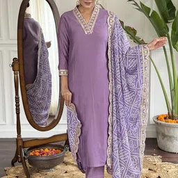 TWINS LADY Women Ethnic Motifs Embroidered Regular Kurta with Trousers & With Dupatta image 4