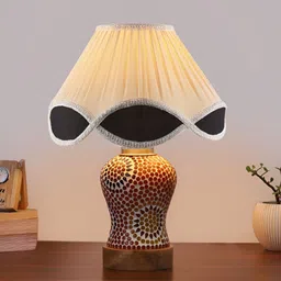 Aura White & Black Textured Glass Frustum Shaped Table Lamp image 2