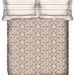 MYTRIDENT Brown Geometric 180 TC King Bedsheet with 2 Pillow Covers image 2