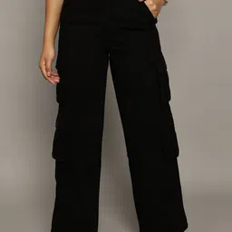 The Roadster Lifestyle Co Women Smart Mid-Rise Wide Leg Cargo-picture-39