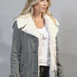 Mast & Harbour Hooded Faux Fur Trim Cotton Open Front Jacket image 4