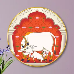 Livin'luxe White & Red Kamdhenu Cow and Calf Wall Art-image-15