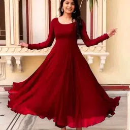 kshitiktrends Printed Georgette Stitched Anarkali Gown image 2