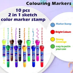 naveeen 2 In 1 Roller Stamper Marker Round, Multicolor image 4