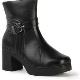 kliev paris Women’s Tall Black Belted Boots | High-Rise Block Heel Elegance Boots For Women image 4