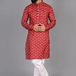 fubar Men Printed Cotton Blend Straight Kurta image 5