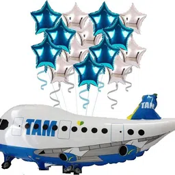 soi Solid 1pcs Airplane Foil Balloons Small Star Shape Blue and Silver Foil Balloon Balloon-picture-22