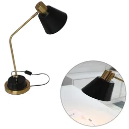 shree kala home decor Black and Gold Metal Modern Table Lamp for Study image 3