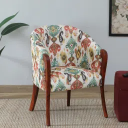 amberville from pepperfry Seaton Sheesham Wood Arm Chair In Honey Oak Finish With Abstract Print image 1