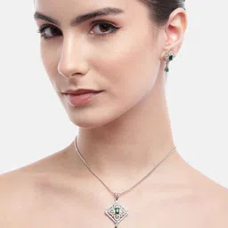 Anouk Silver-Plated American Diamond Jewellery Set-picture-35