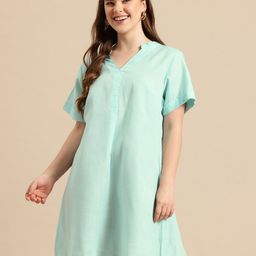 Qurvii Mandarin Collar A-Line Dress-picture-33