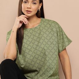 Chemistry Geometric Print Extended Sleeves Top-picture-10