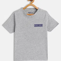 METRO KIDS COMPANY Boys Grey Melange Solid T-shirt with Printed Detail-picture-34