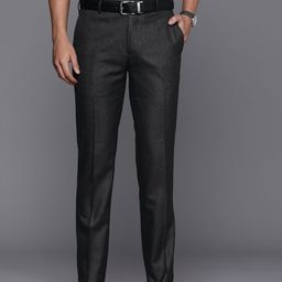 Raymond Men Checked Slim Fit Flat Front Formal Trousers-picture-13