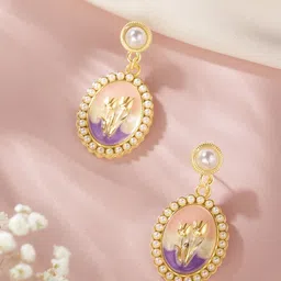 DressBerry Oval Floral Drop Earrings-picture-12
