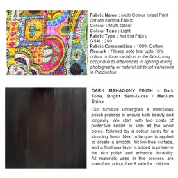 Ikiriya Black Wooden Dark Mahagony Finish Round Coffee Table with Stool and Cushions image 4