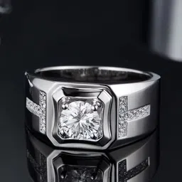 Lila Men Sterling Silver AD Stone-studded Adjustable Ring-picture-40