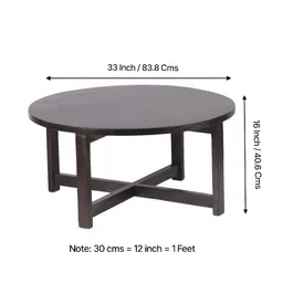 Ikiriya Black Wooden Dark Mahagony Finish Round Coffee Table with Stool and Cushions image 2