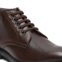 LOUIS STITCH Men Brunette Brown Egyptian Milled Leather Mid-Top Biker Boots image 2