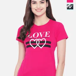 Dreambe Women Pack Of 2 Typography Printed Round Neck Cotton T-shirts-picture-12