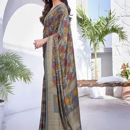 priyashi Floral Printed Pure Chiffon Saree With Blouse image 5