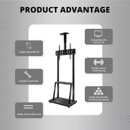 Robustt 81.28 - 190.5 cm Heavy Duty Tilt & Height Adjustable Movable TV Stand, 1700 (Pack of 10) image 4