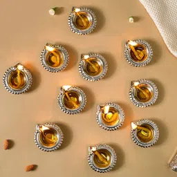 Nestasia 11Pcs Decorative Metal Diya Pooja Essentials image 5
