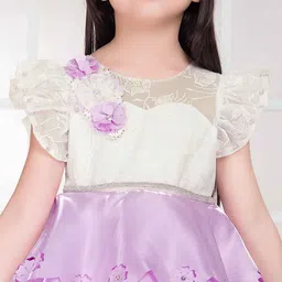 Tiny Kingdom Floral Print Flutter Sleeve Satin Fit & Flare Dress image 5