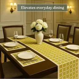 Attica Tracery 5-Pcs Beige & Off-White Textured Table Linen Set-picture-37