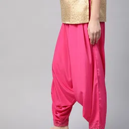 WISHFUL by W Women Pink Regular Fit Solid Drop Crotch Trousers image 5