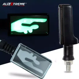 Allextreme EXHIBG2 Hand Style LED Side Indicator Light Front Rear Universal Fit Turn Signal Lamp for Bikes and Motorcycles (Green, 2 PCS) image 2