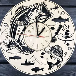 QEZNEF Beige Geometric Traditional Analogue Wooden Wall Clock-image-19