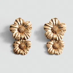 MANGO Metallic Floral Drop Earrings-picture-52