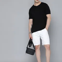 ether Solid V-Neck Pure Cotton T-shirt-image-64