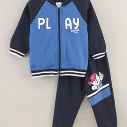 Simply Winter Wear Full Sleeves Cotton Sweatshirt & Lounge Pants Placement Print- Blue-picture-18