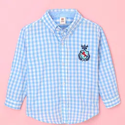 ToffyHouse 100% Cotton Woven Full Sleeves Checked Shirt - Blue-image-53
